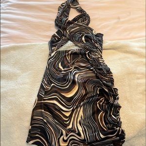 pattern halter neck dress